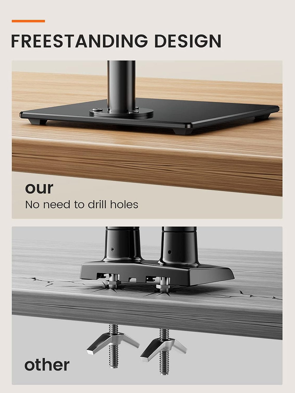 Suport monitor pe stand sticla, ErGear, 13-32'