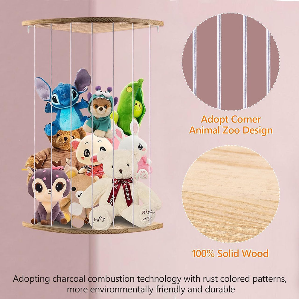 Organizator jucarii de plush, Rodelna, inaltime reglabila, baza de lemn masiv