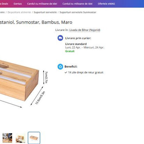 Dispenser, distribuitor de folie bucatarie, 3 in 1, lemn de bambus