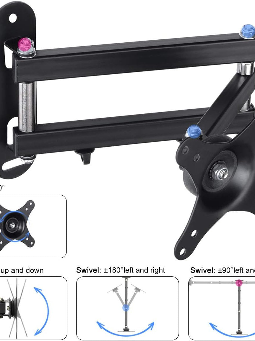 Suport monitor, tv, perete pivotant 15-32 inch, Suptek max 13 kg, Negru