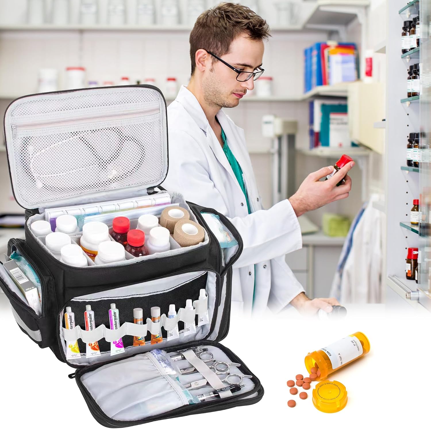 Geanta medicala, organizator adjustabil, 36x18x21cm