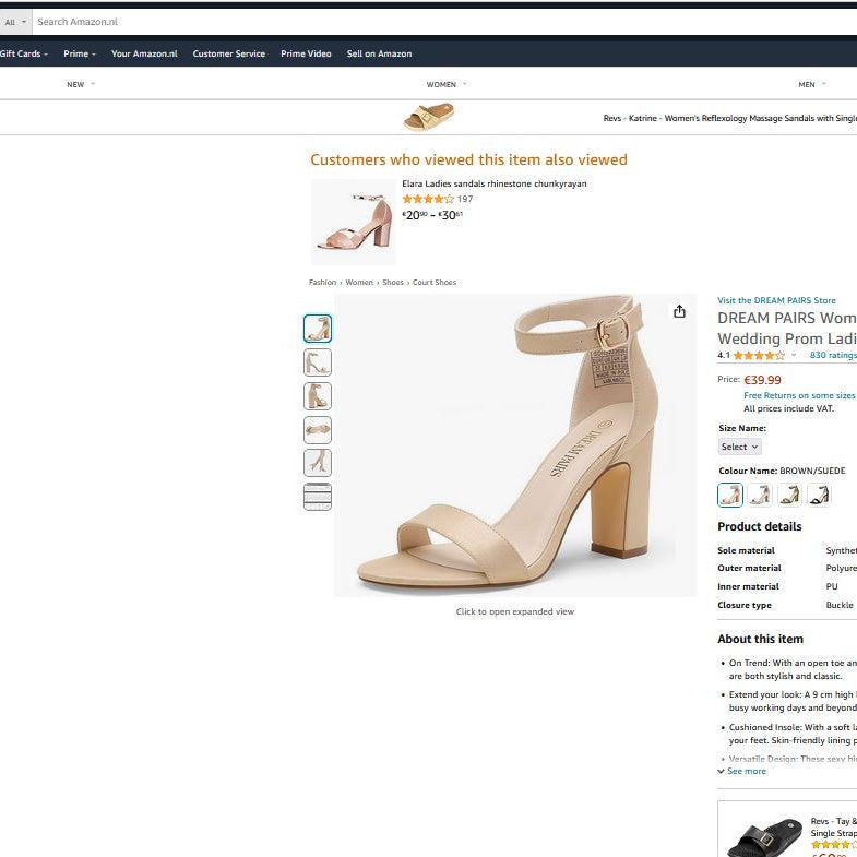 Sandale de damă cu toc, Dream Pairs, Maro, 40