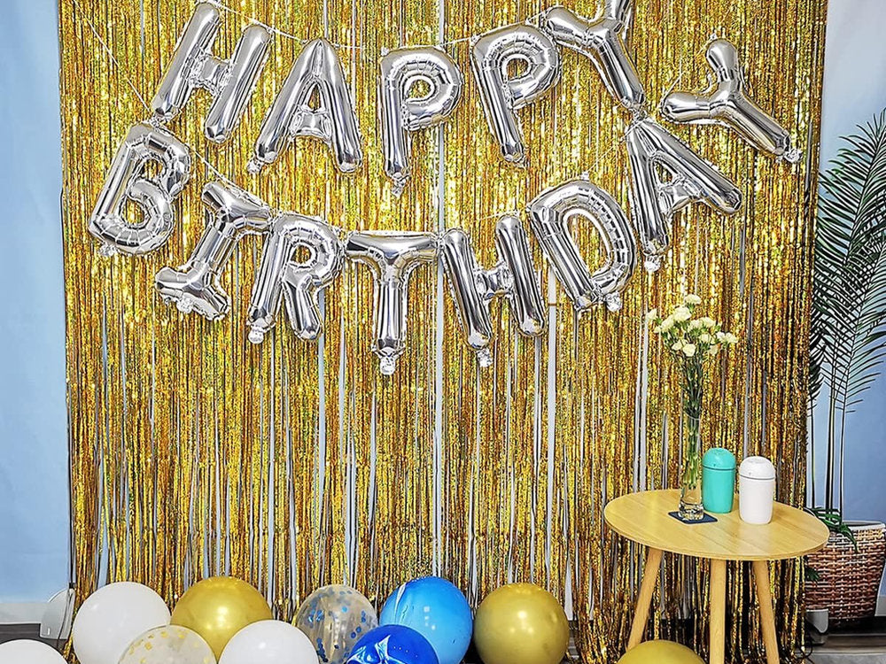 Set baloane HAPPY BIRTHDAY, YinQin 40x40cm litera, Argintiu