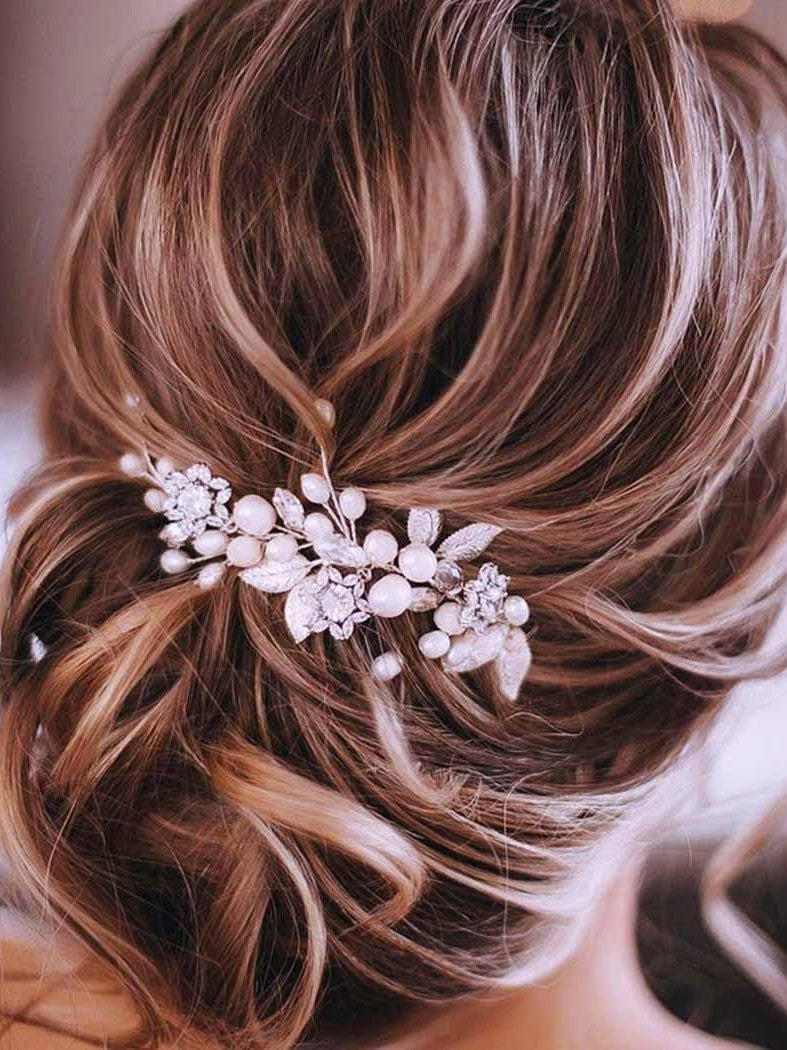 Accesoriu par mirese, Unicra, cu perle si cristale nunta si alte ocazii, 10cm