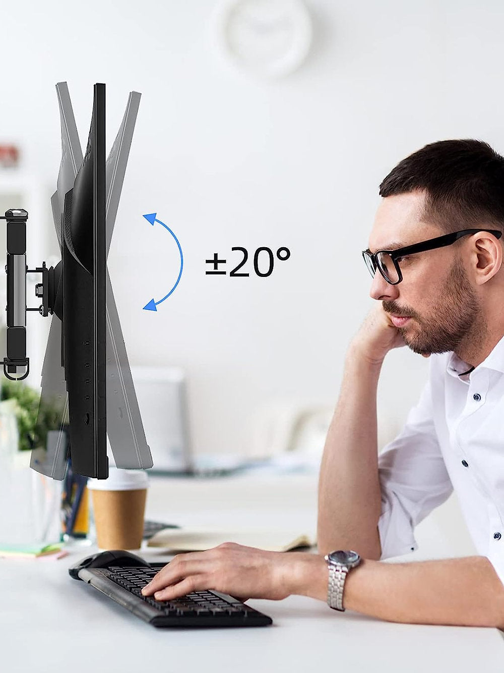 Suport monitor, tv, perete pivotant 15-32 inch, Suptek max 13 kg, Negru