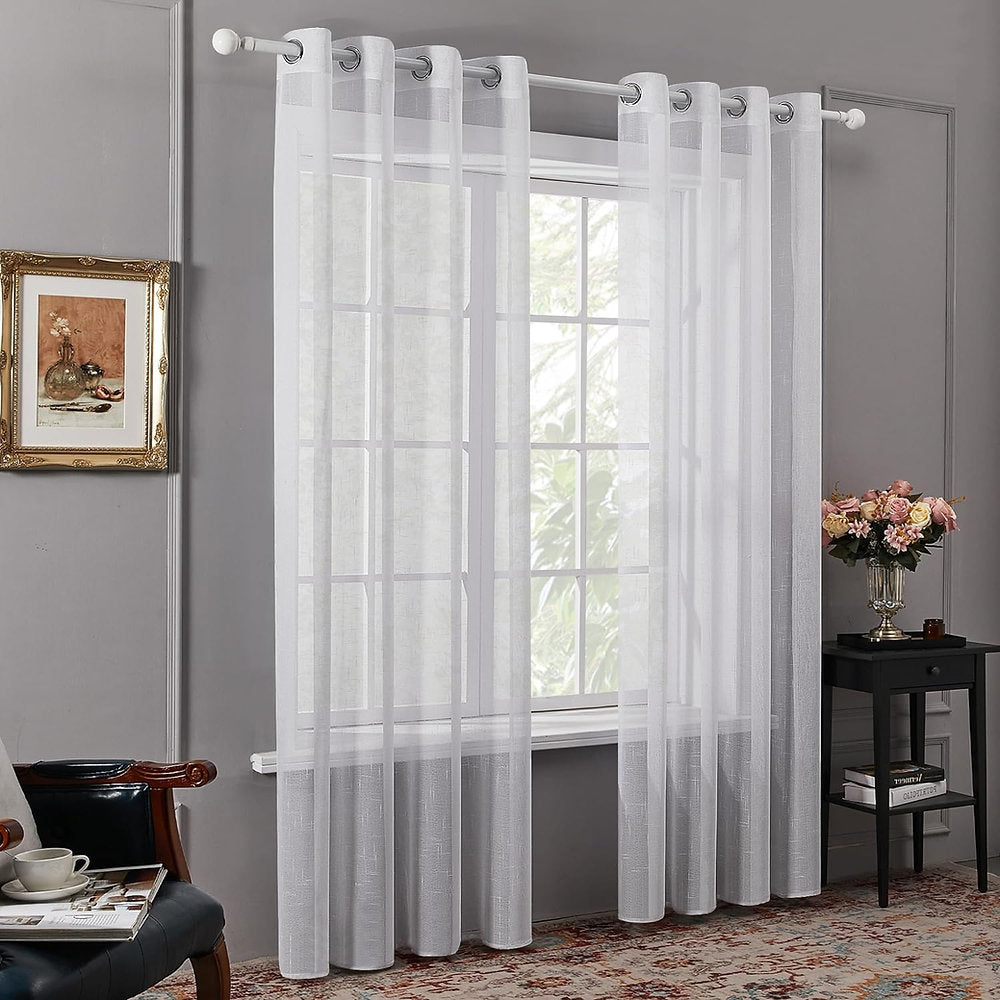 Perdele voal, Deconovo , 240 x 140 cm, alb, set 2