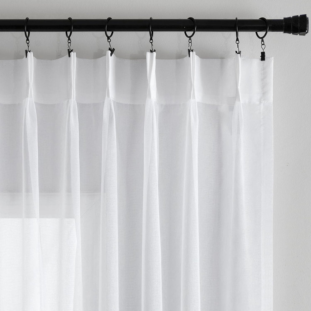 Perdele bandă voal, Miulee, 4 optiuni fixare, set 2 , 132 x 175,225,245cm, alb