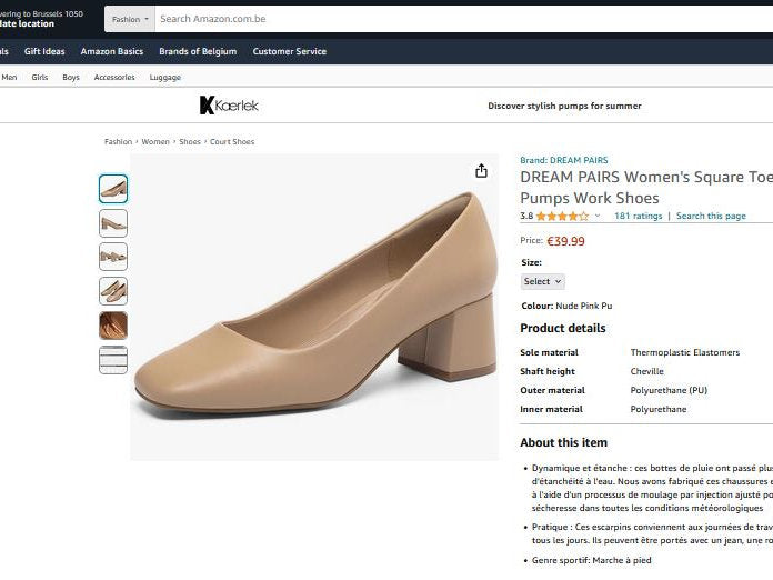 Pantofi cu toc, Dream Pairs, Roz nud, 40