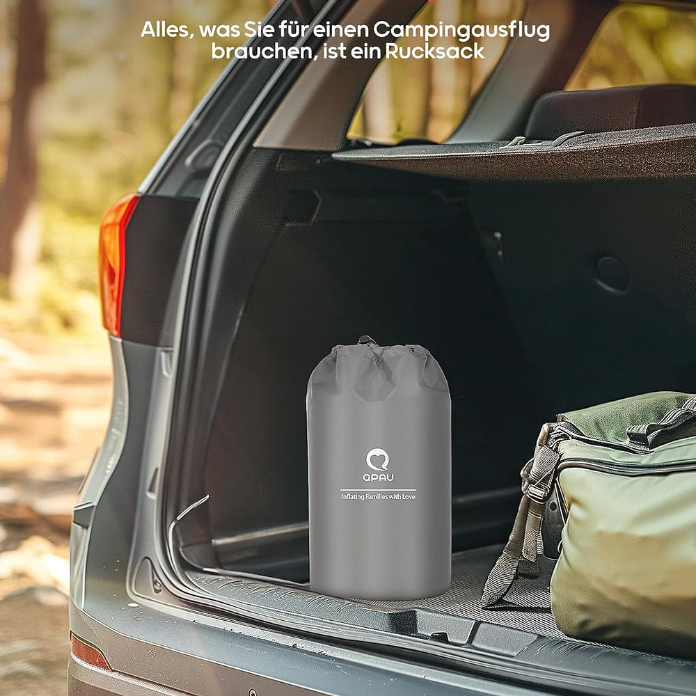 Saltea gonflabila cu perna, Qpau, cu pompa incorporata, 136x195cm