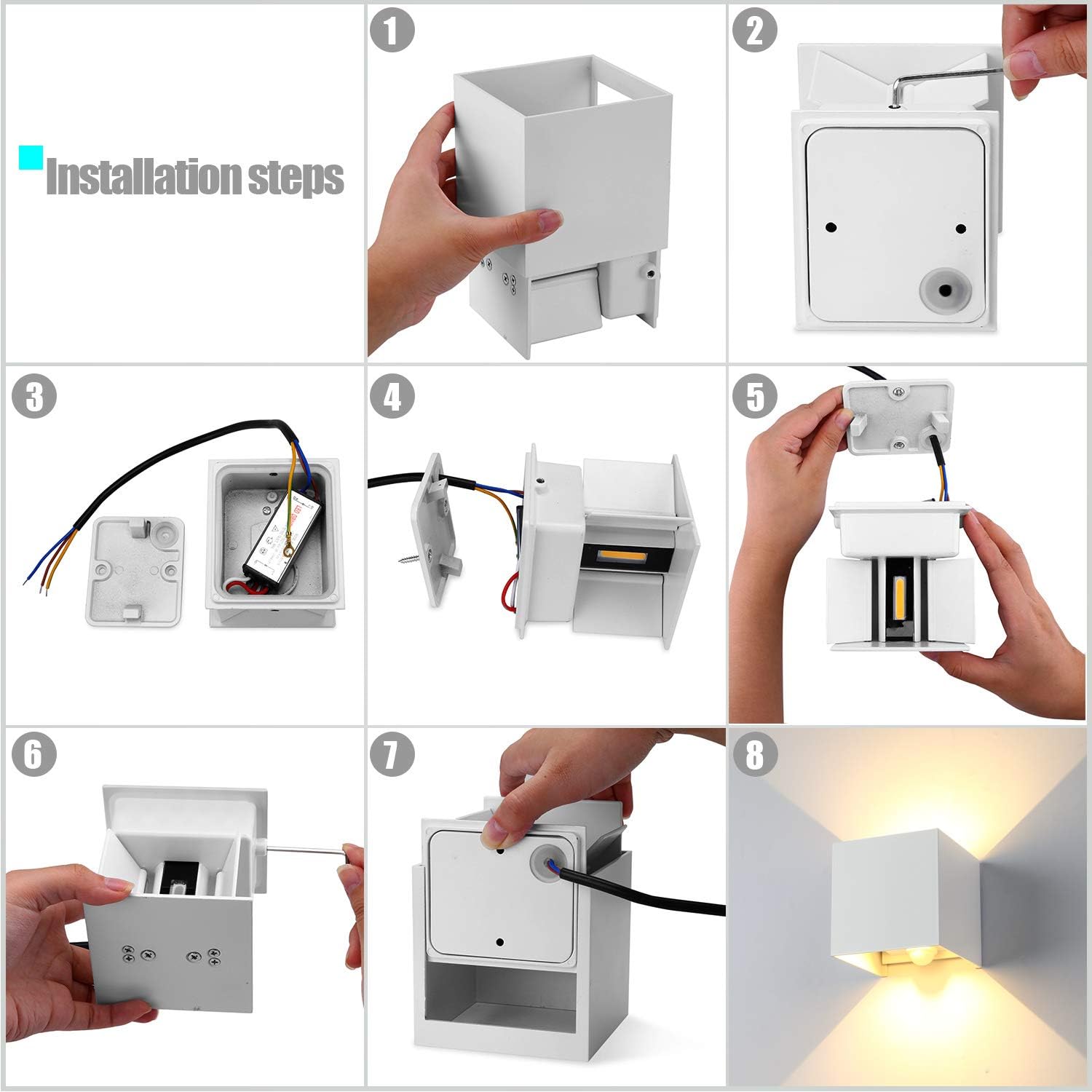 Aplica led interior exterior cu senzor, reglabil, 12W, IP67