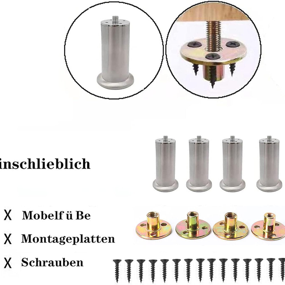 Pachet 4 picioare mobilier inox, dulap, canapea 12 cm