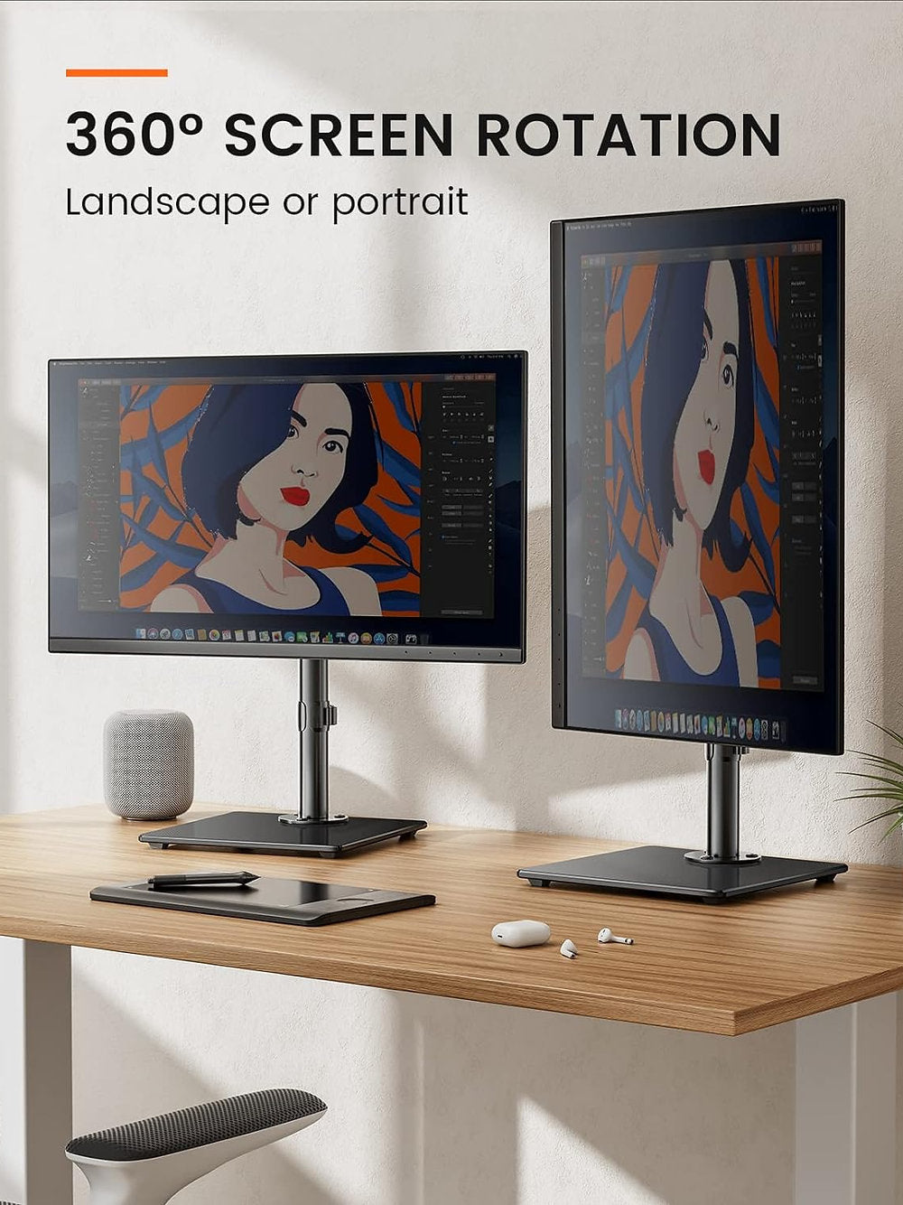 Suport monitor pe stand sticla, ErGear, 13-32'