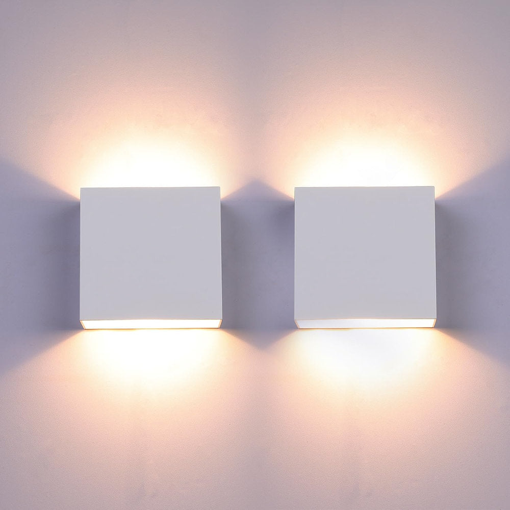 Aplice LED 10W, lumina alba cald, 12x5x12cm, set de2, alb