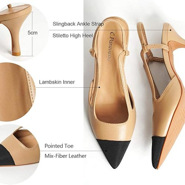 Sandale piele premium C.Paravano, cu toc de 5 cm, varf ascutit , 40