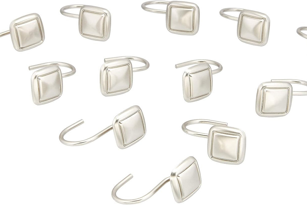 Cârlige pentru perdele de duș, nichel, set de 12