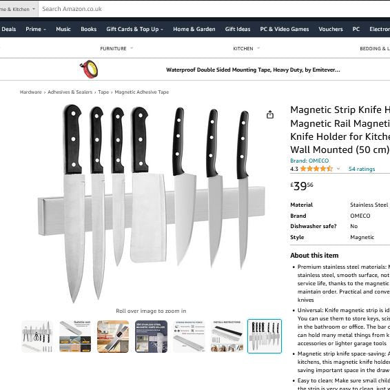 Suport magnetic ustensile bucatarie, premium50cm