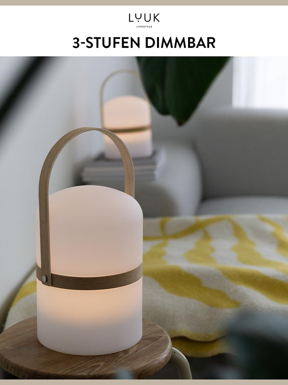 Felinar LUUK LIFESTYLE XXL cu design ș i m âner din lemn, autonomie 72h, ip44