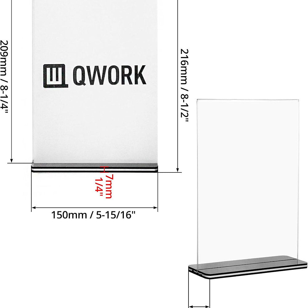 Suport meniu, display prezentare QWORK, transparent, A5, set de 6