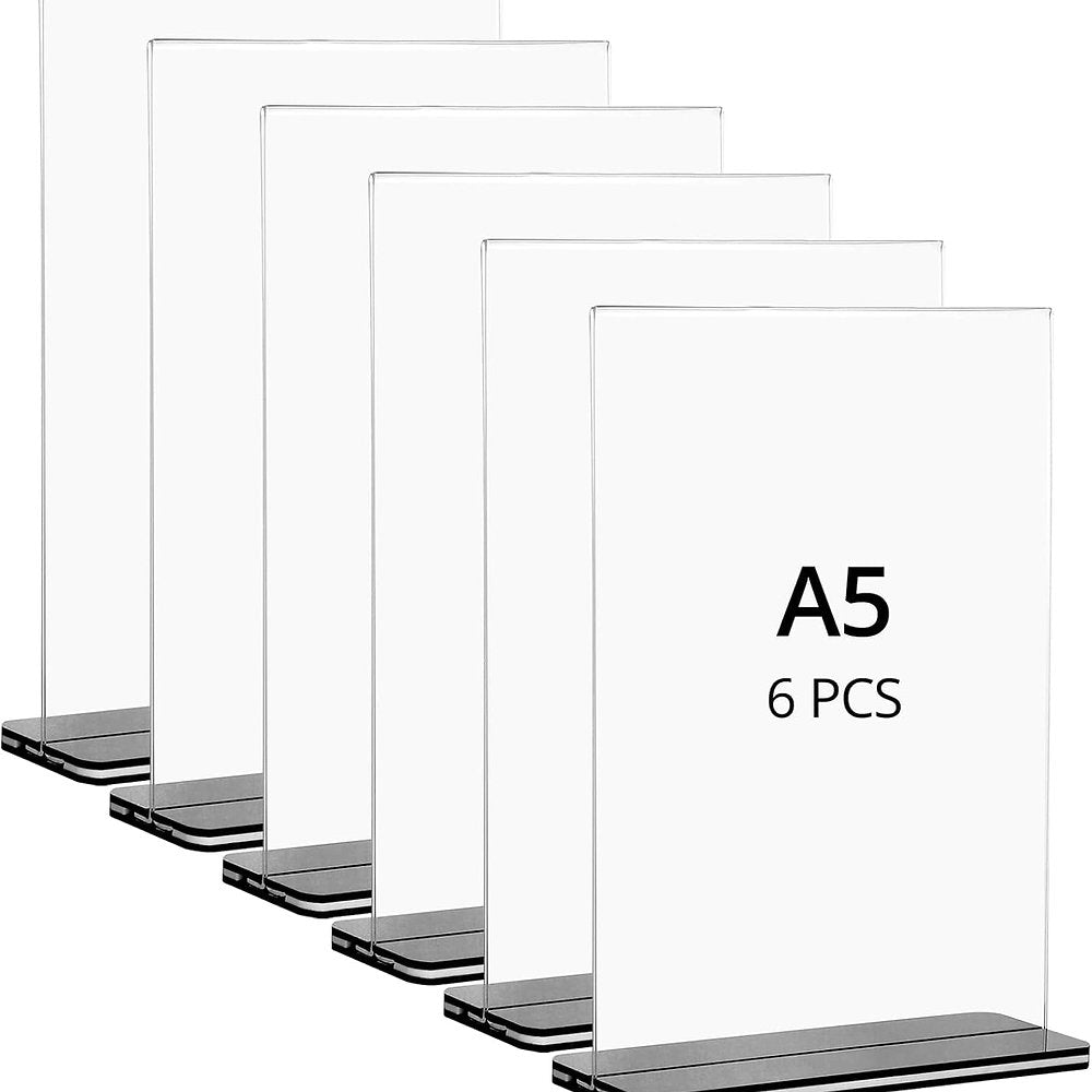 Suport meniu, display prezentare QWORK, transparent, A5, set de 6