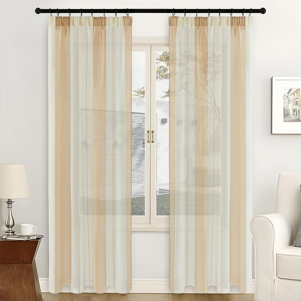 Perdele Mrtrees rejansa semitransparentă, 140 x 225cm, set de 2, alb-bej