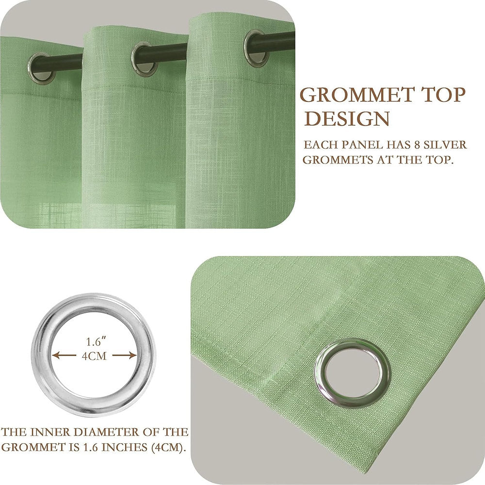 Perdele LZE Home cu ochiuri semitransparentă, 145 x 140cm, verde