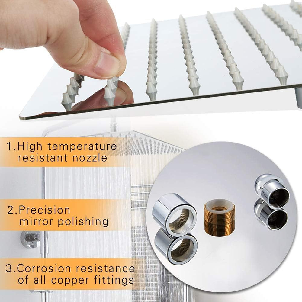 Cap de dus tip ploaie, HAUSPROFI 30cm, inox, patrat