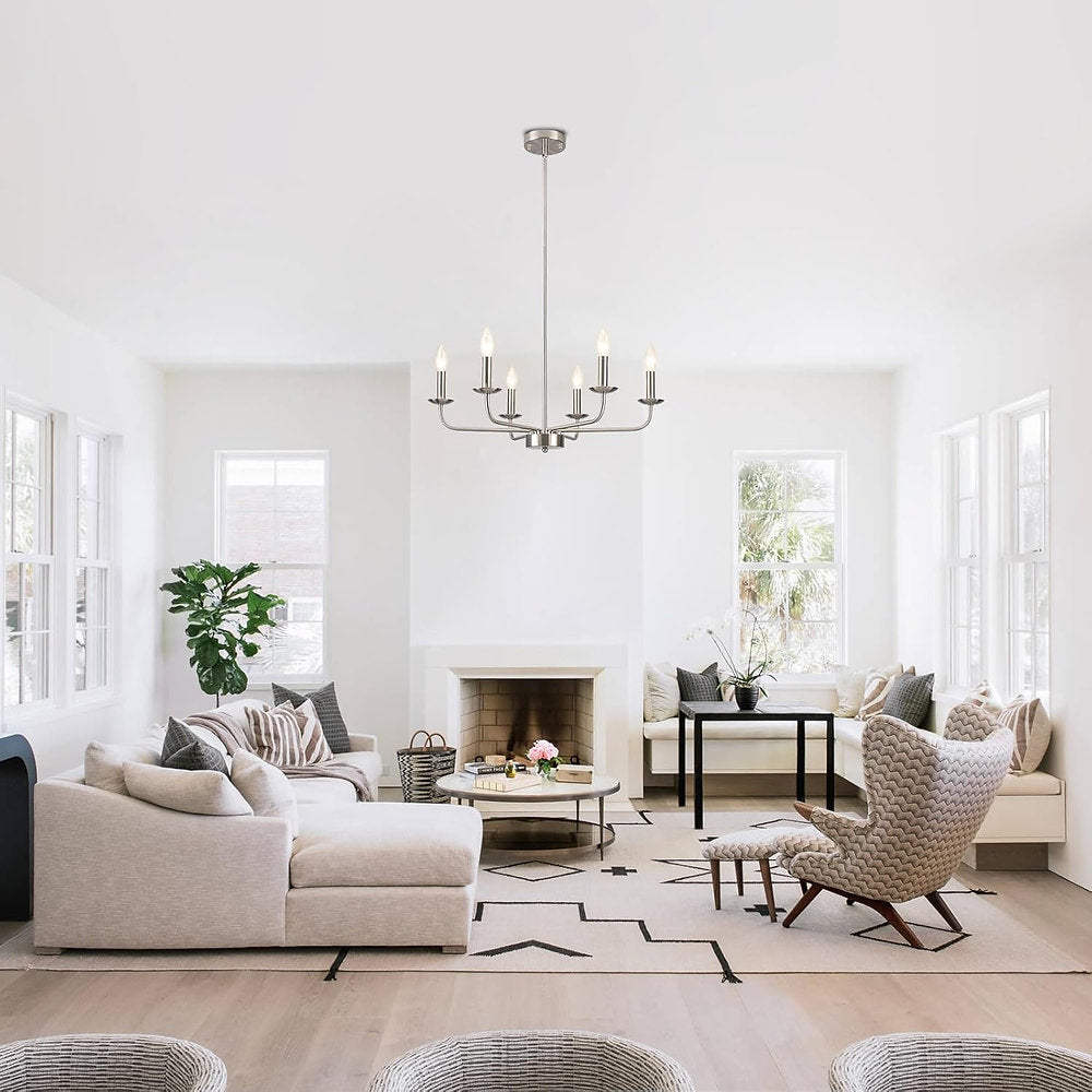 Candelabru modern, Lxwnyy lustra 6 brate, argintiu E14