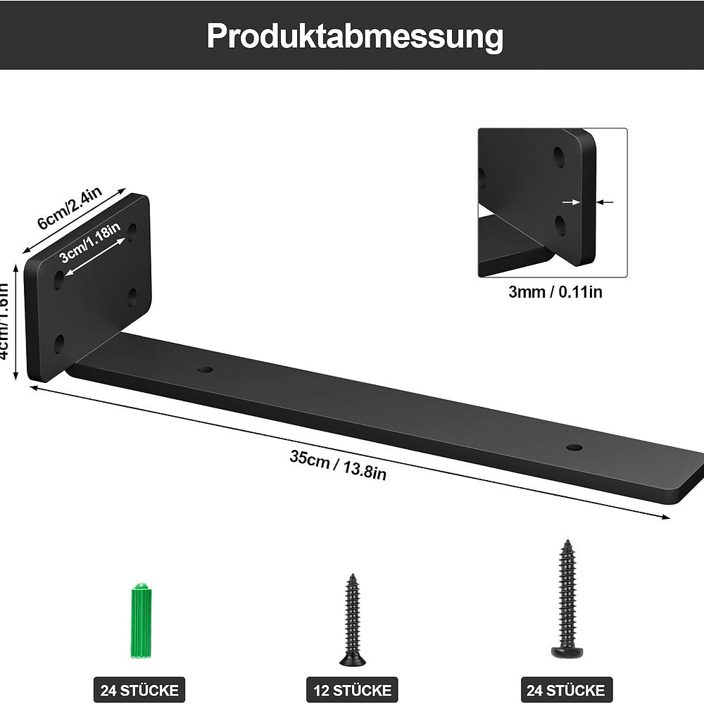 Suport polite, metalice pentru rafturi 35x3cm, set de 2