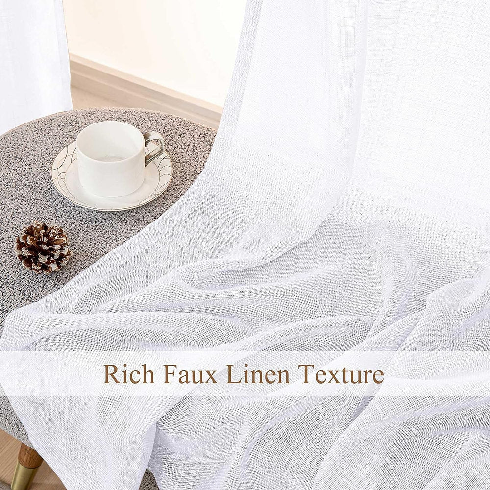 Perdele LZE Home cu ochiuri semitransparentă, 145 x 140cm, alb