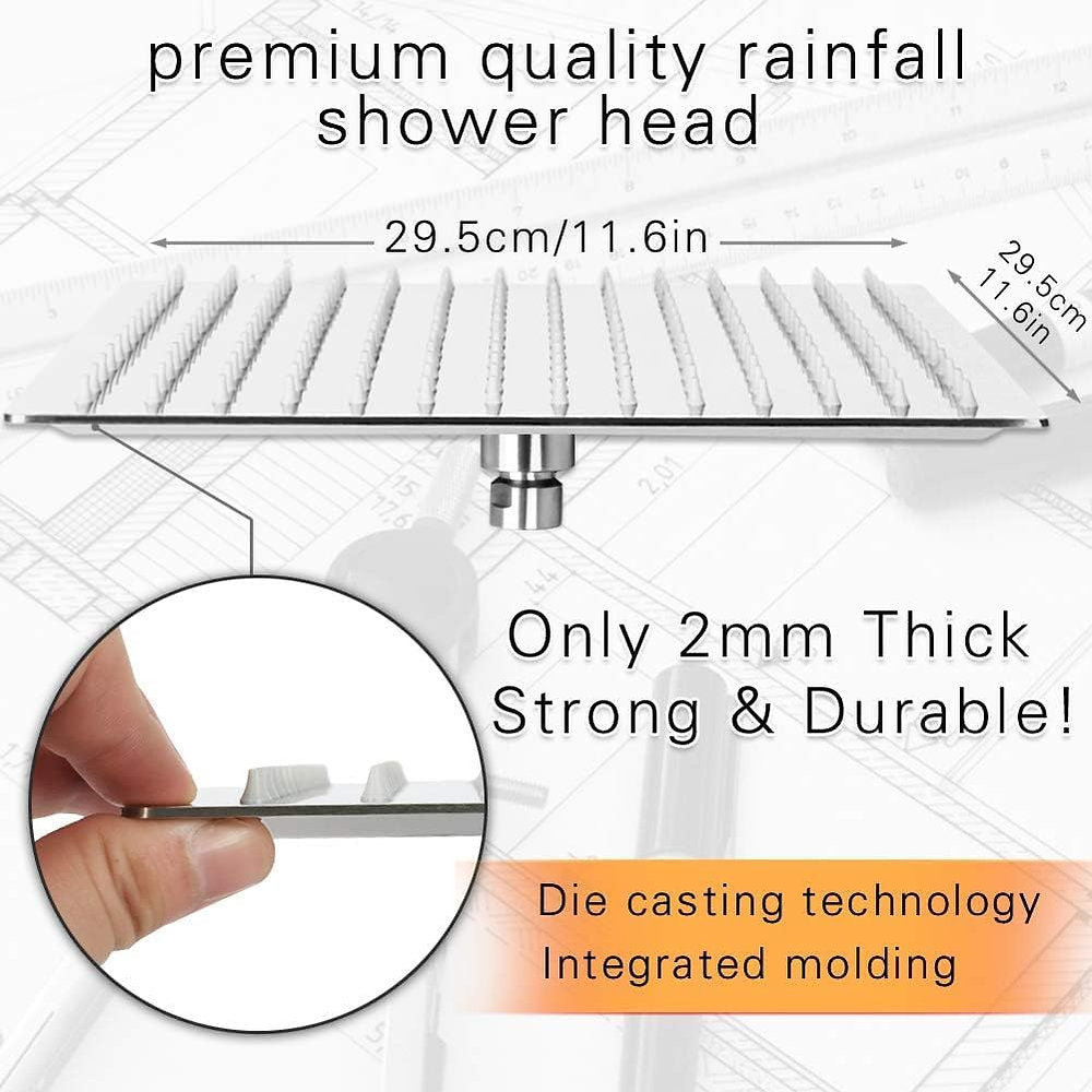 Cap de dus tip ploaie, HAUSPROFI 30cm, inox, patrat