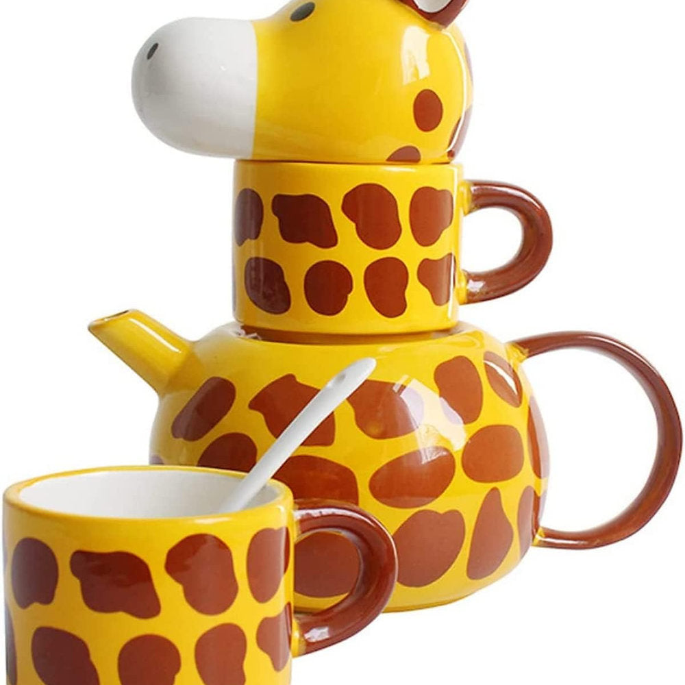 Set ceai, girafa, ceainic cu capac si doua cesti, pentru 2