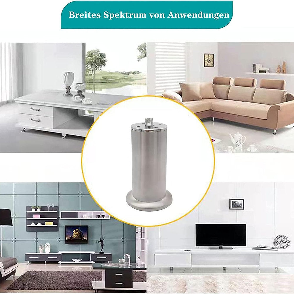 Pachet 4 picioare mobilier inox, dulap, canapea 12 cm