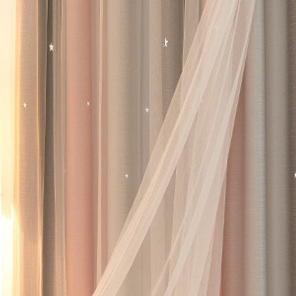 Draperie roz cu stelute , 2in1, blackout, 210x132cm