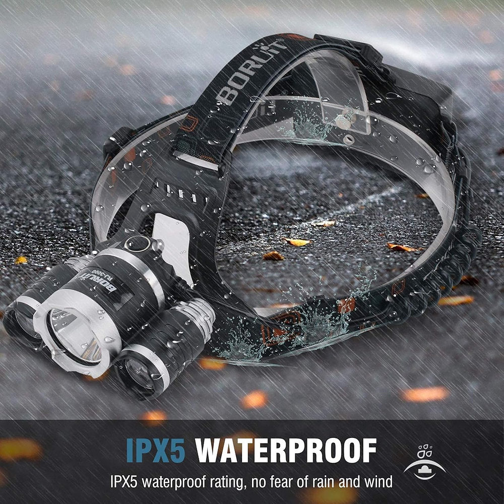 Lamterna frontala de cap, Boruit, 5000lumeni, 4 moduri, IPX5