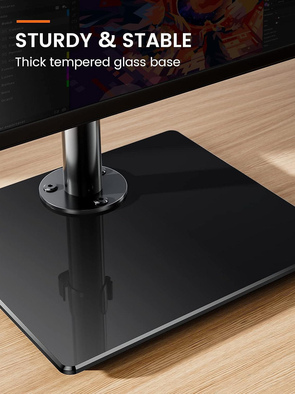 Suport monitor pe stand sticla, ErGear, 13-32'