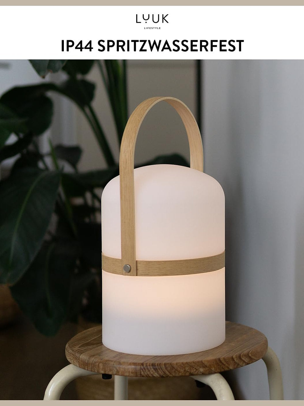 Felinar LUUK LIFESTYLE XXL cu design ș i m âner din lemn, autonomie 72h, ip44