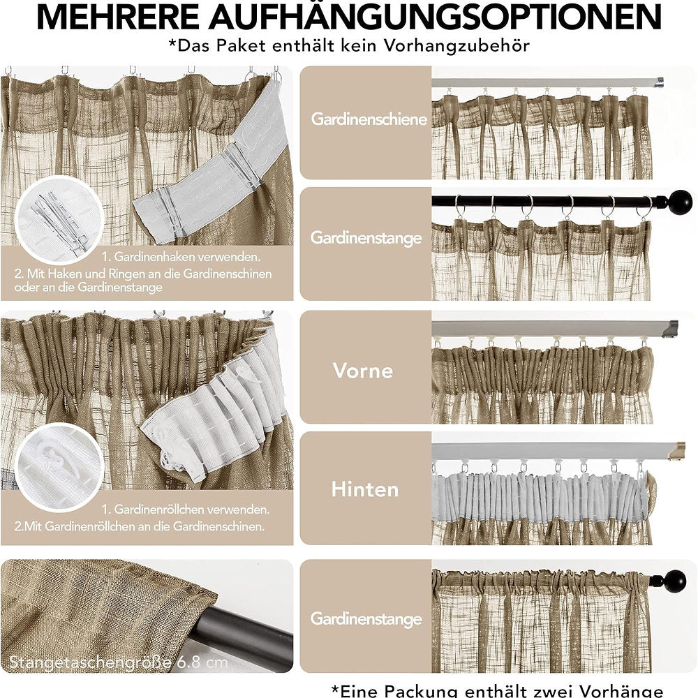 Perdele voal, Deconovo , 245 x 140 cm, gri, set 2