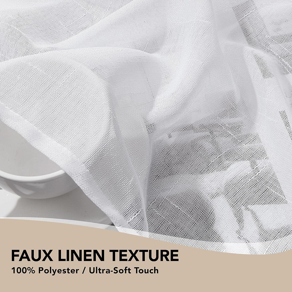 Perdele voal, Deconovo , 240 x 140 cm, alb, set 2