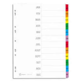 Separatoare A4, Avery, 12 bucati/set, lunile anului, Jan-Dec