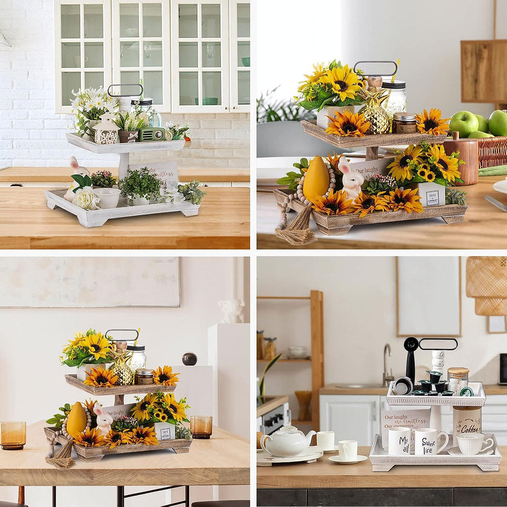 Tava prezentare, doua nivele, lemn, 40x40cm