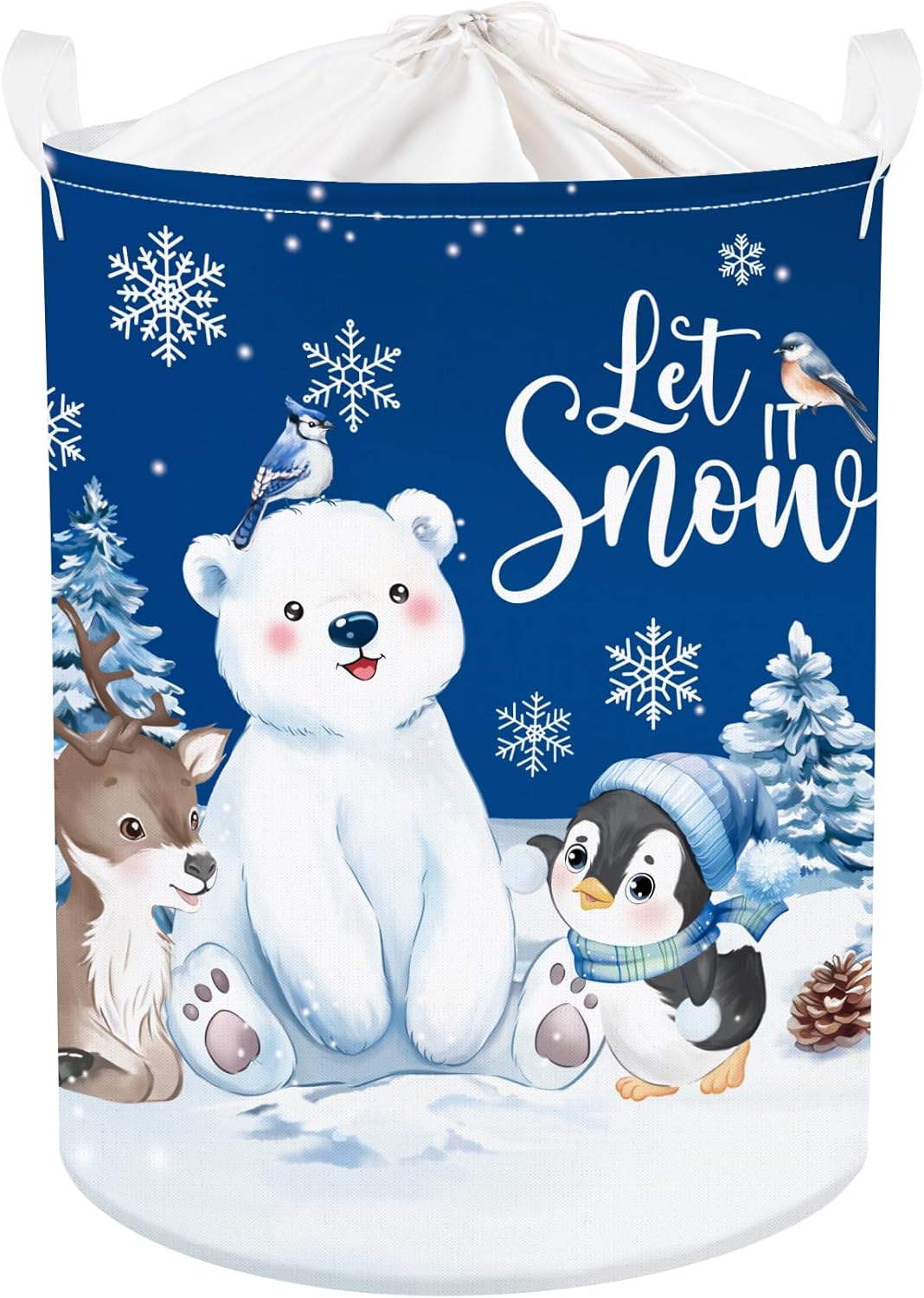 Cos pliabil, Clastyle, rufe, jucarii, motiv iarna, 45L, 36x45cm