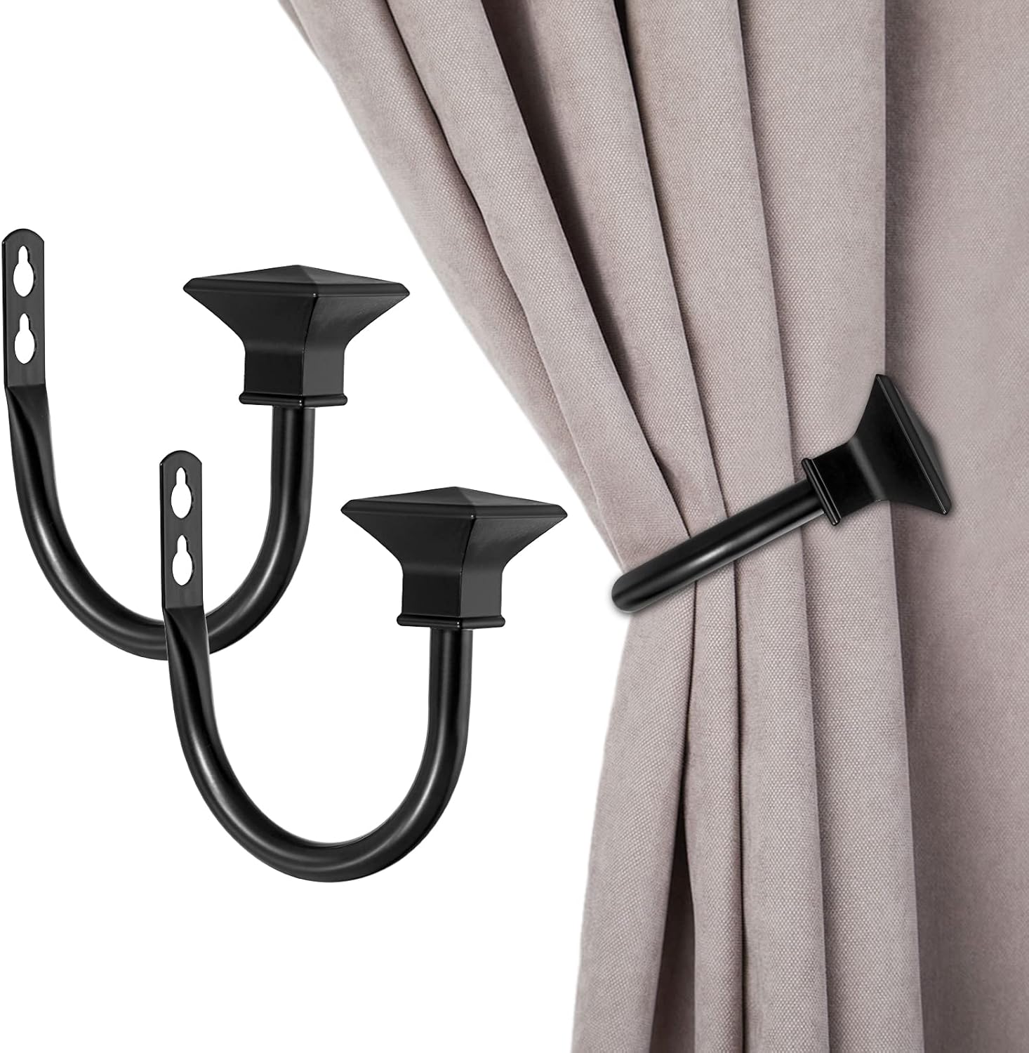 Accesoriu fixare draperie, perdea, metalic, negru, set de 2