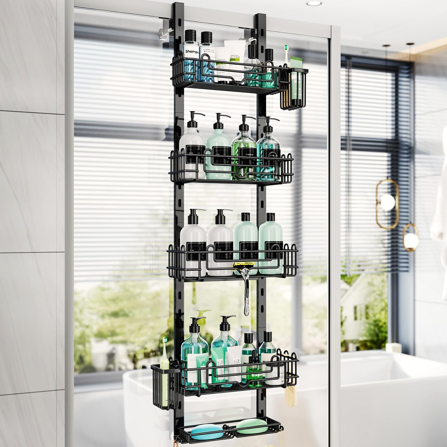 Organizator universal pe usa, 5 nivele, 28 agatatoare, negru
