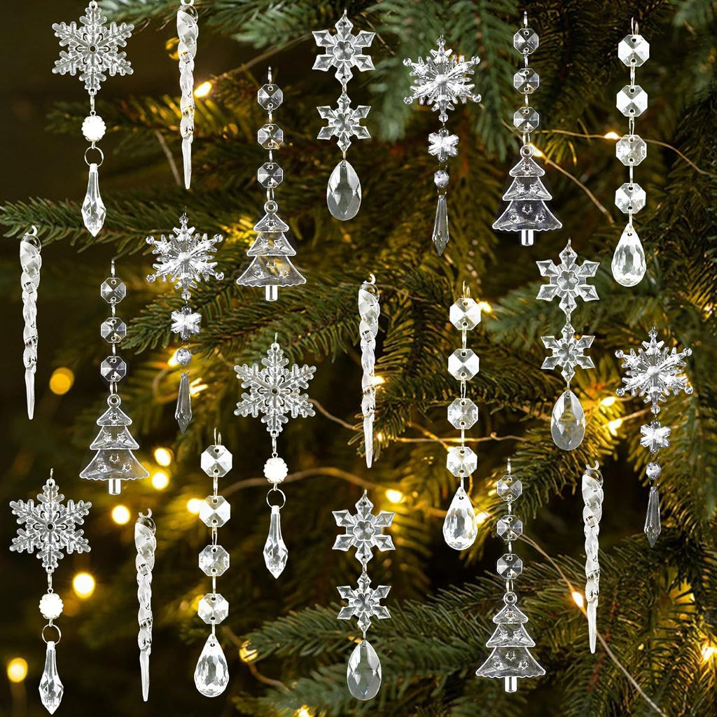 Set de 26 ornamente Craciun, decoratiuni diferite fome, acril