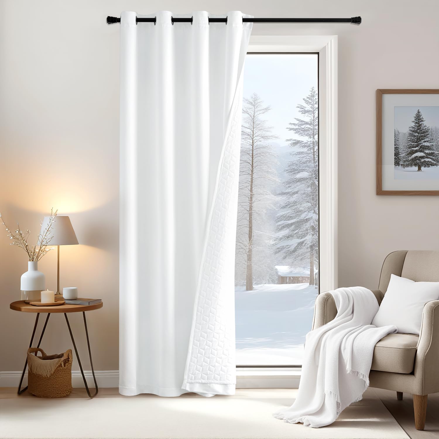 Draperie Emema, termal, dublu strat, blackout, 132x260cm, alb