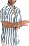 Camasa cu maneca scurta de vara, regular, dungi alb si albastru XL