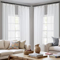 Perdele MIULEE cu bandă cu volane, set de 4 perdele voal transparent, alb, 140 x 175cm