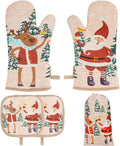 Set cadou 5 piese, BESTonZON, manusi cuptor gratar si suporturi oale, Craciun