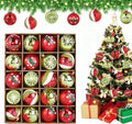 Set de 20 globuri brad, decoratiuni Craciun, Obundi retro, rosu si verde