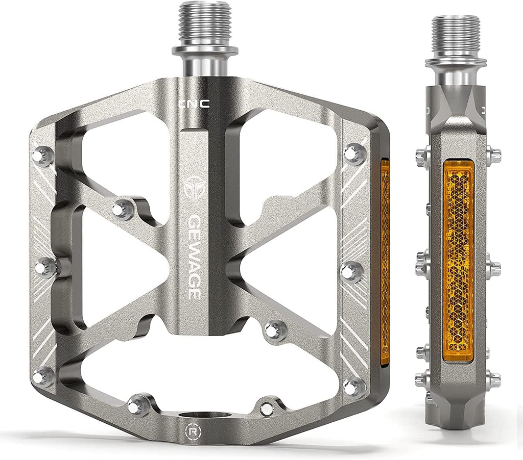 Pedale bicicleta aluminiu CNC, antiderapare benzi reflectorizante set de 2